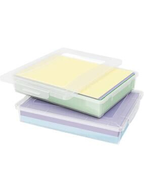 Lifewit 2-Pack Clear A4 Storage Boxes w/ Latching Lids – Fits 8.5”x11” Paper
